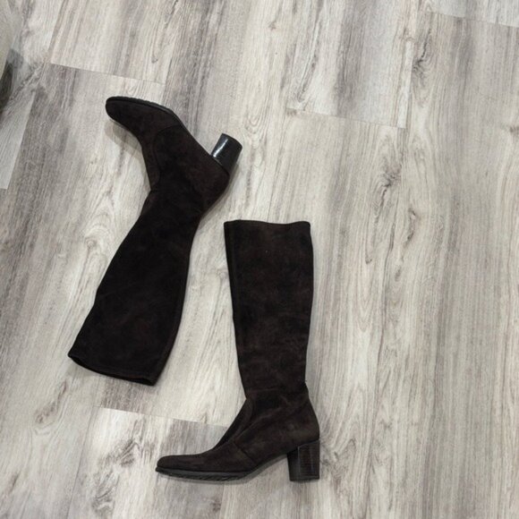 Stuart Weitzman brown suede pull on Knee-High Women's Boots size 7 - Picture 1 of 11